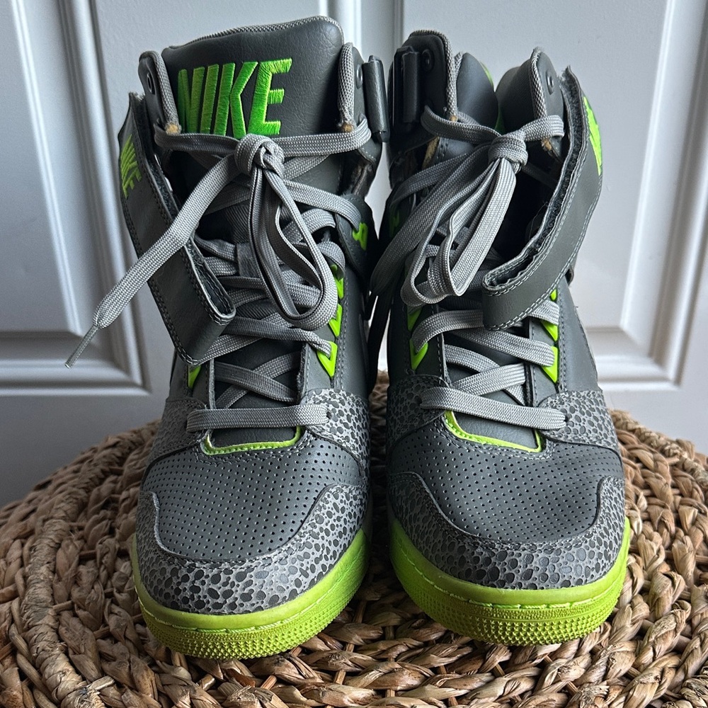Nike Platform High-Top Sneakers - Gray and Lime Green
